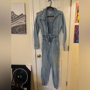 Forever 21 Denim Funnel-Neck Jumpsuit. Size XS